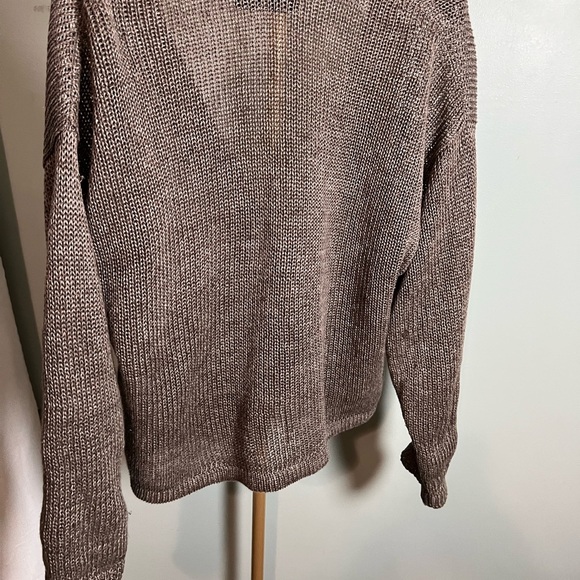 John Patrick vintage Brown Cardigan Sweater with V-neck and Tie Detail - Picture 2 of 10